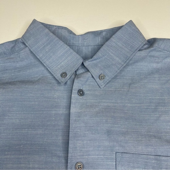 WESC Button Shirt Oden LS Oxford Unisex Long Sleeve Regular Fit Blue Cotton New - Picture 7 of 16